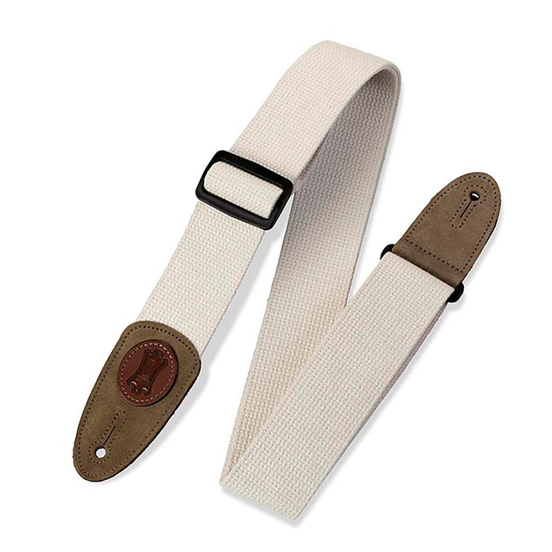 Levys 2 Inch Cotton Guitar Strap Suede Ends Natural