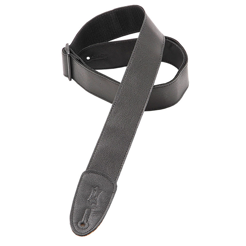 Levys 2 Inch Garment Leather Guitar Strap With Easyslide Polypropylene, Black