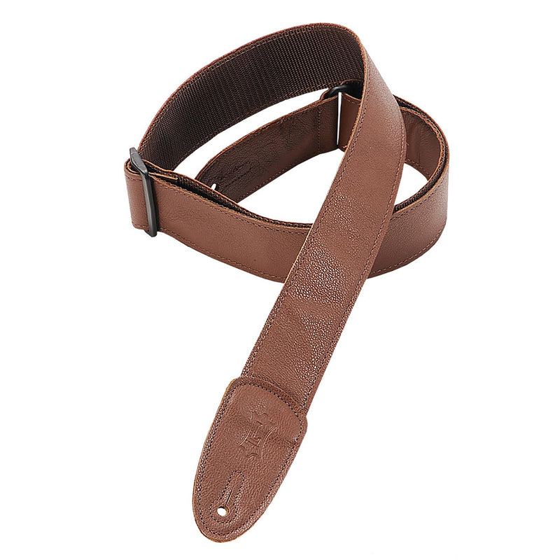 Levys 2 Inch Garment Leather Guitar Strap With Easyslide Polypropylene, Brown
