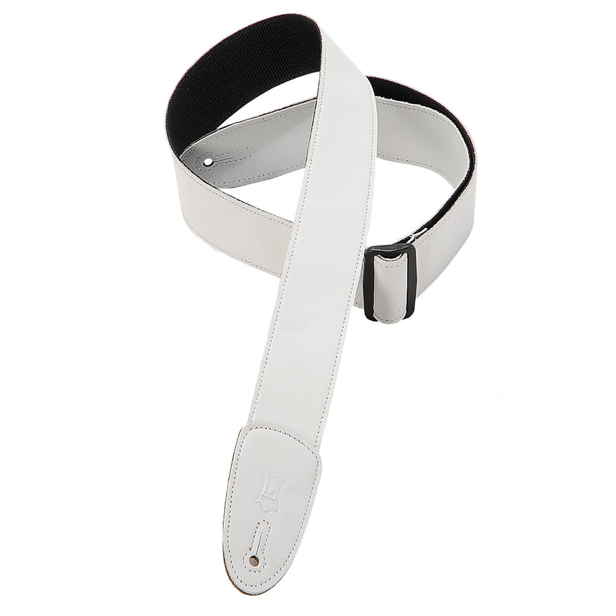 Levys 2 Inch Garment Leather Guitar Strap With Easyslide Polypropylene, White