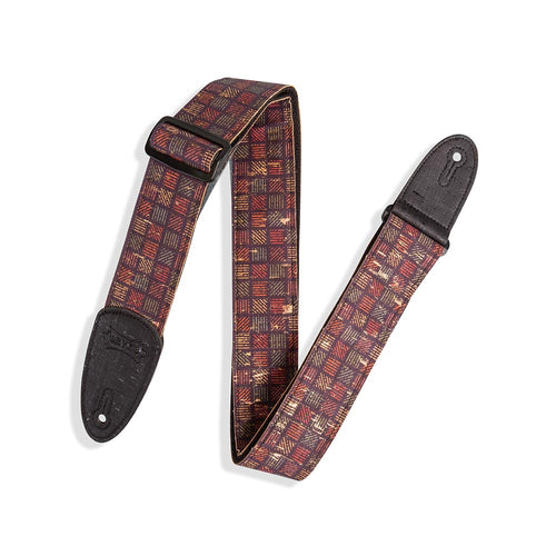 Levys 2 Inch Orleans Cork Strap Black Red Navy Gold