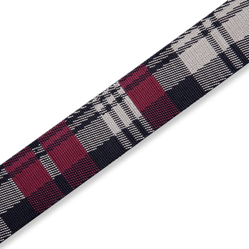 Levys 2 Inch Polyester Guitar Strap With Black Plastic Loop And Slide, Garnet Plaid