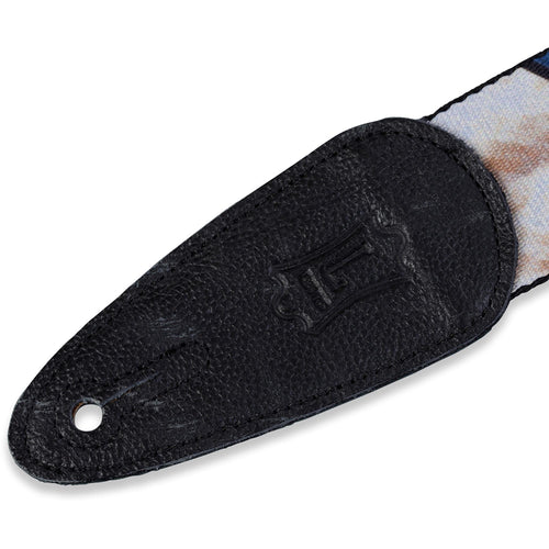 Levys 2 Inch Polyester Guitar Strap With Distressed Flag Design, Genuine Leather Ends and Triglide