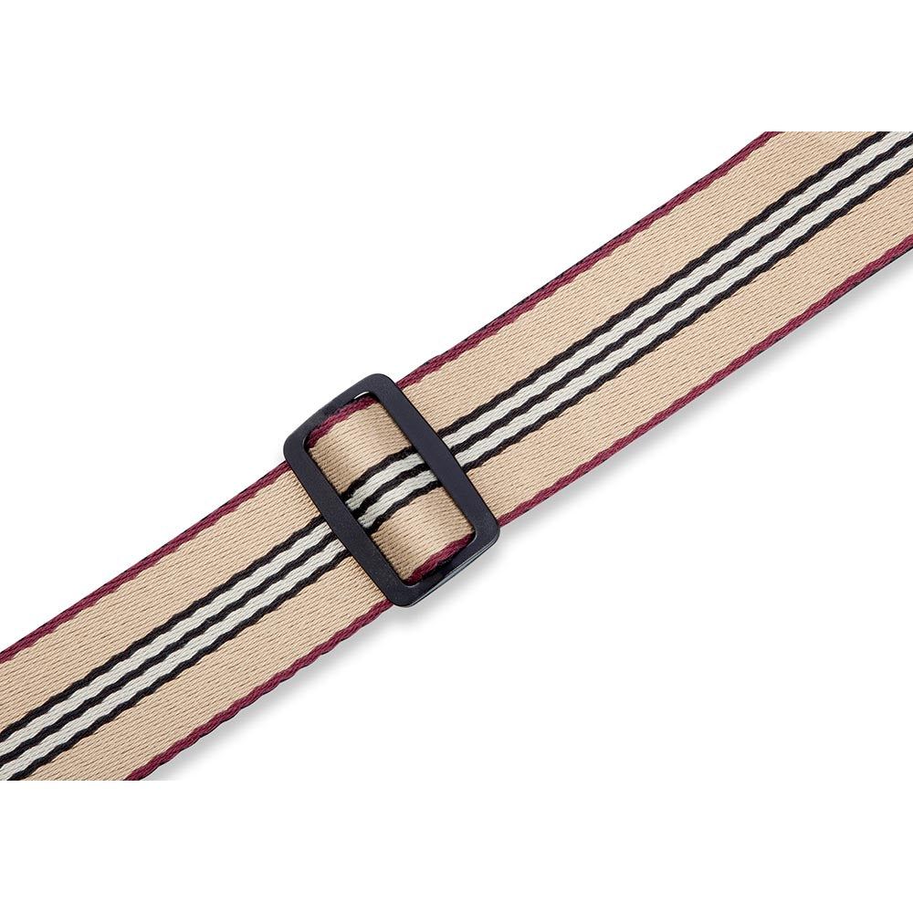 Levys 2 Inch Prep Stripe Cotton Guitar Strap Tan Burgundy Black