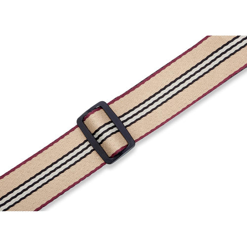 Levys 2 Inch Prep Stripe Cotton Guitar Strap Tan Burgundy Black