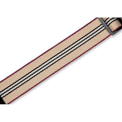 Levys 2 Inch Prep Stripe Cotton Guitar Strap Tan Burgundy Black