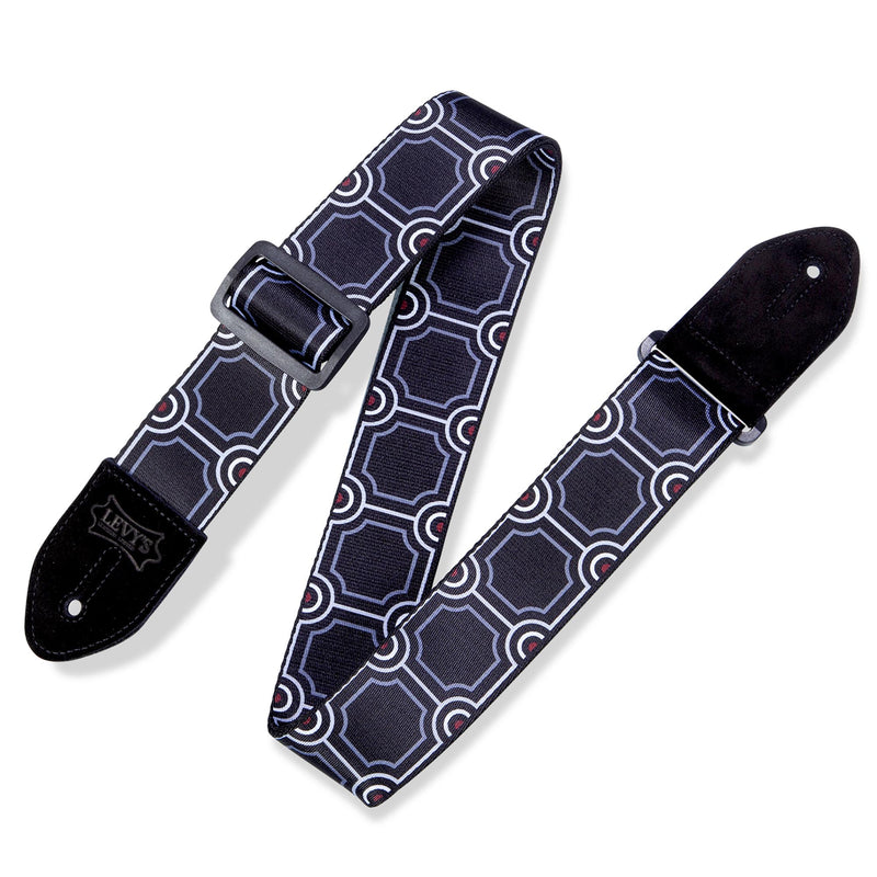 Levys 2 Inch Print Guitar Strap On Polyester Deco Pillar, Black