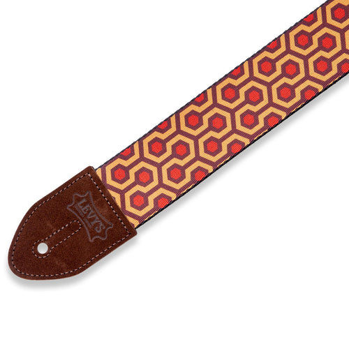 Levys 2 Inch Print Guitar Strap On Polyester, Hex Burgundy, Red and Yellow