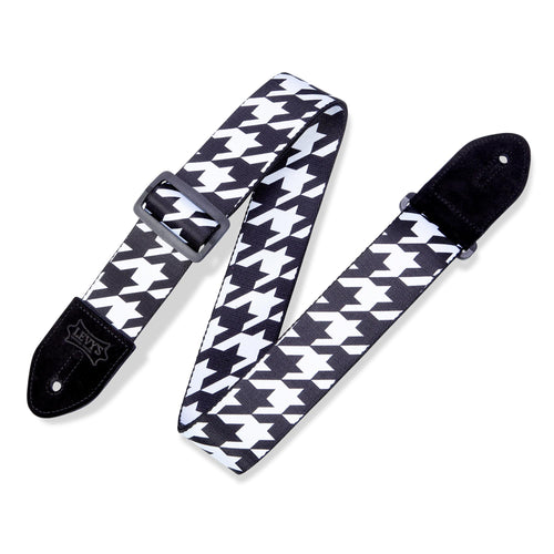 Levys 2 Inch Print Guitar Strap On Polyester, Houndstooth Black And White