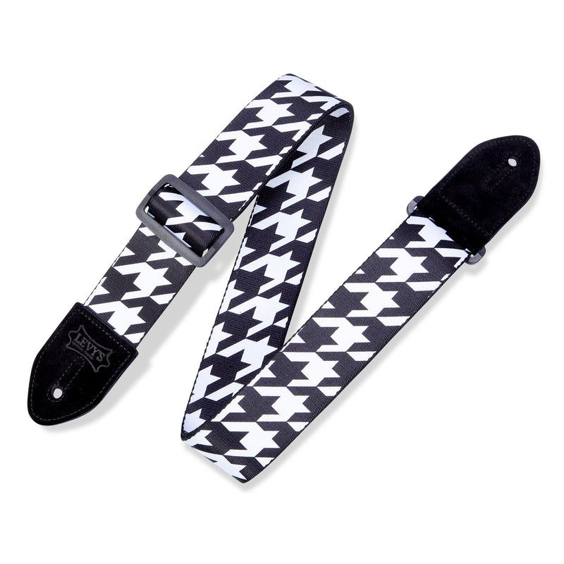 Levys 2 Inch Print Guitar Strap On Polyester, Houndstooth Black And White