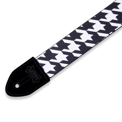 Levys 2 Inch Print Guitar Strap On Polyester, Houndstooth Black And White
