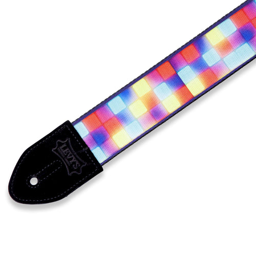 Levys 2 Inch Print Guitar Strap On Polyester, Neon Block