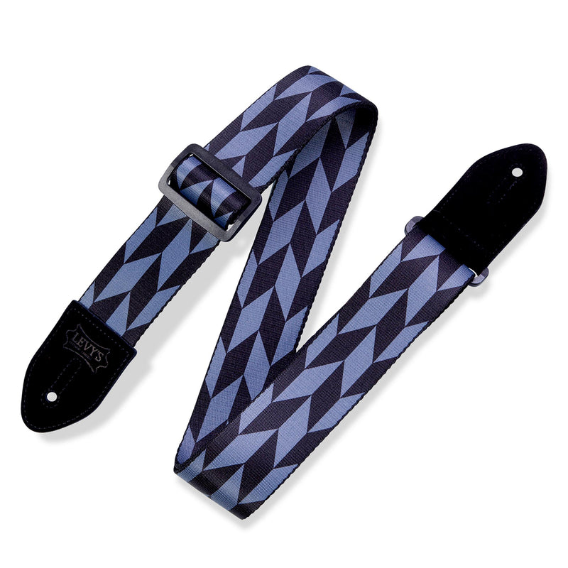 Levys 2 Inch Print Guitar Strap On Polyester Offset Arrow, Black And Grey