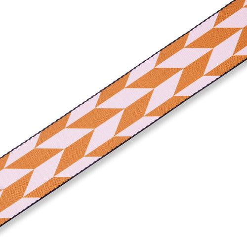 Levys 2 Inch Print Guitar Strap On Polyester Offset Arrow, Tan And Pink