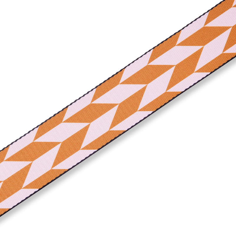 Levys 2 Inch Print Guitar Strap On Polyester Offset Arrow, Tan And Pink