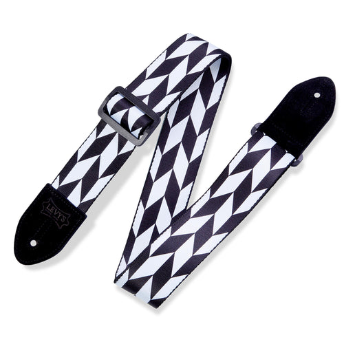 Levys 2 Inch Print Guitar Strap On Polyester Offset Arrow, Black And White
