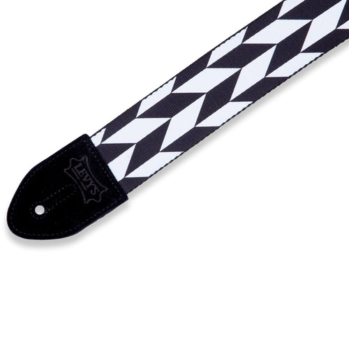 Levys 2 Inch Print Guitar Strap On Polyester Offset Arrow, Black And White