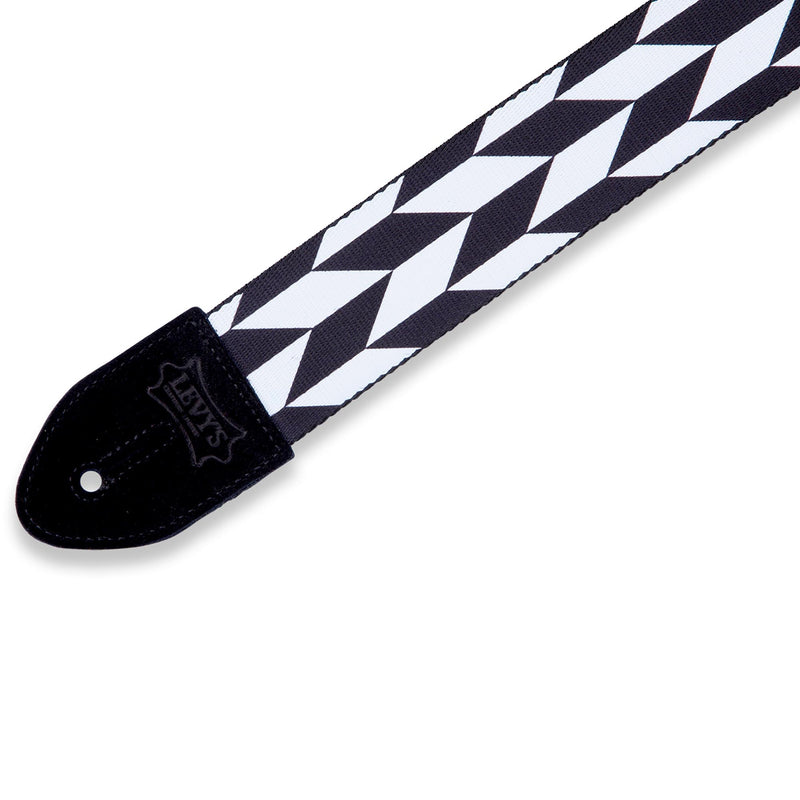 Levys 2 Inch Print Guitar Strap On Polyester Offset Arrow, Black And White