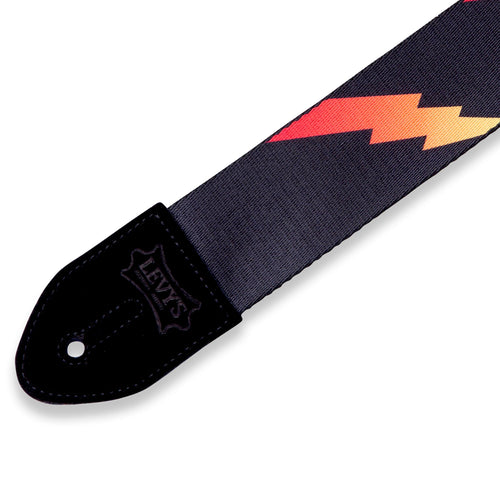 Levys 2 Inch Print Guitar Strap On Polyester, Rainbolt Black And Red