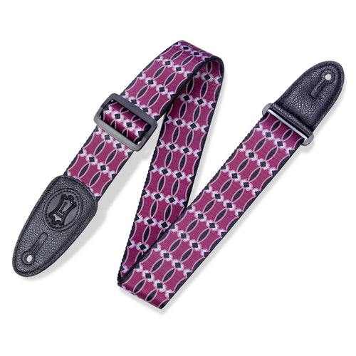 Levys 2 Inch Print Guitar Strap Polyester, Signature Icon Black And Burgundy