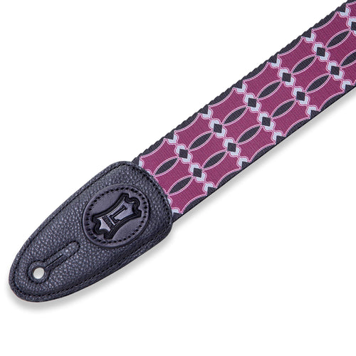 Levys 2 Inch Print Guitar Strap Polyester, Signature Icon Black And Burgundy