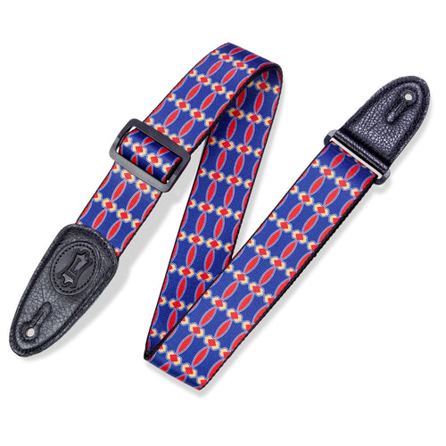 Levys 2 Inch Print Guitar Strap Polyester, Signature Icon Blue And Red