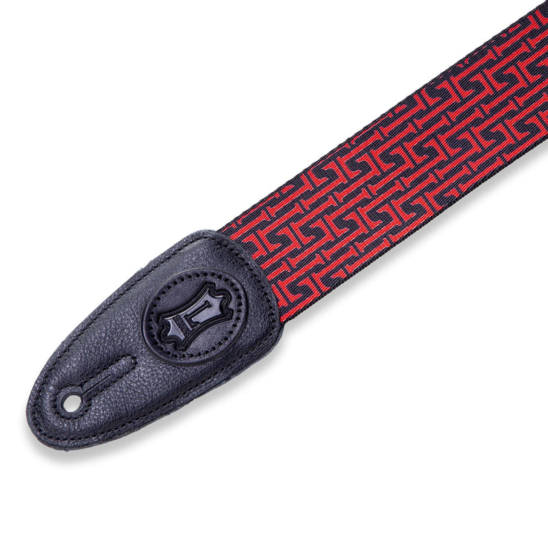 Levys 2 Inch Print Guitar Strap Polyester, Signature L Black And Red