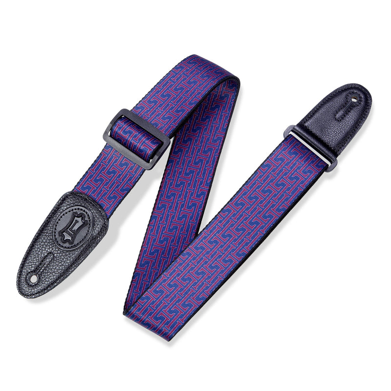 Levys 2 Inch Print Guitar Strap Polyester, Signature L Burgundy And Navy
