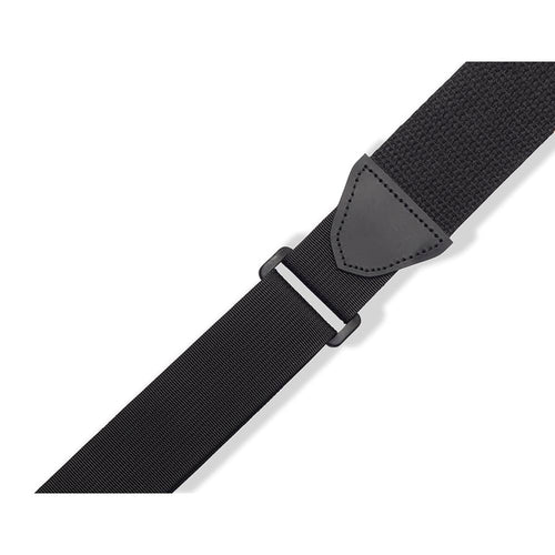 Levys 2 Inch Right Height Cotton Ripchord Guitar Strap Black