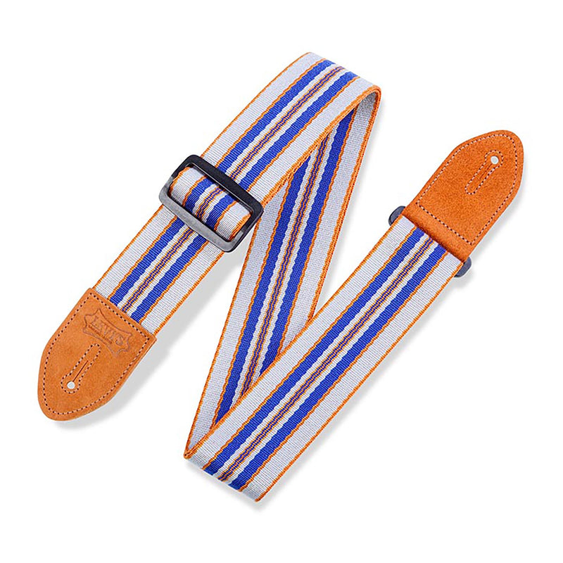 Levys 2 Inch Skyline Stripe Polyester Guitar Strap Blue Grey White