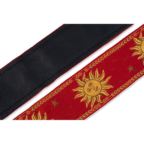 Levys 2 Inch Sun Design Jacquard Weave Guitar Strap Red