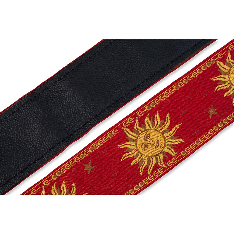 Levys 2 Inch Sun Design Jacquard Weave Guitar Strap Red