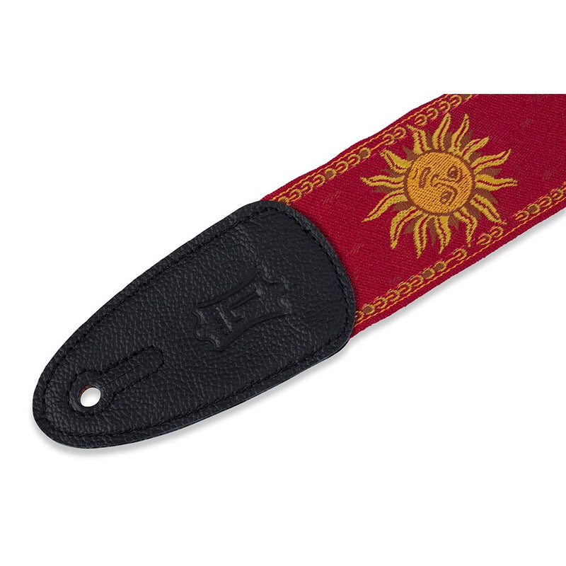 Levys 2 Inch Sun Design Jacquard Weave Guitar Strap Red