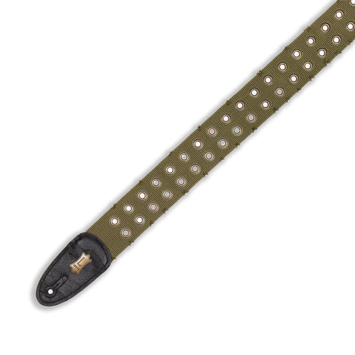 Levys 2 Inch Tear Wear Cotton Guitar Strap With Brass Eyelets, Green