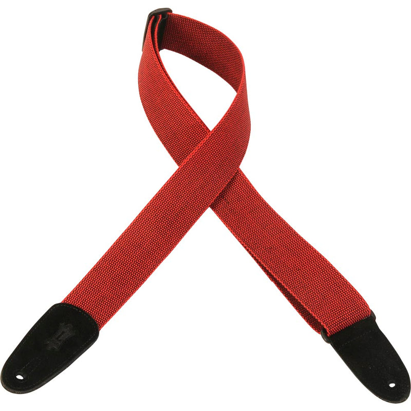 Levys 2 Inch Tweed Guitar Strap With Suede Leather Ends Red