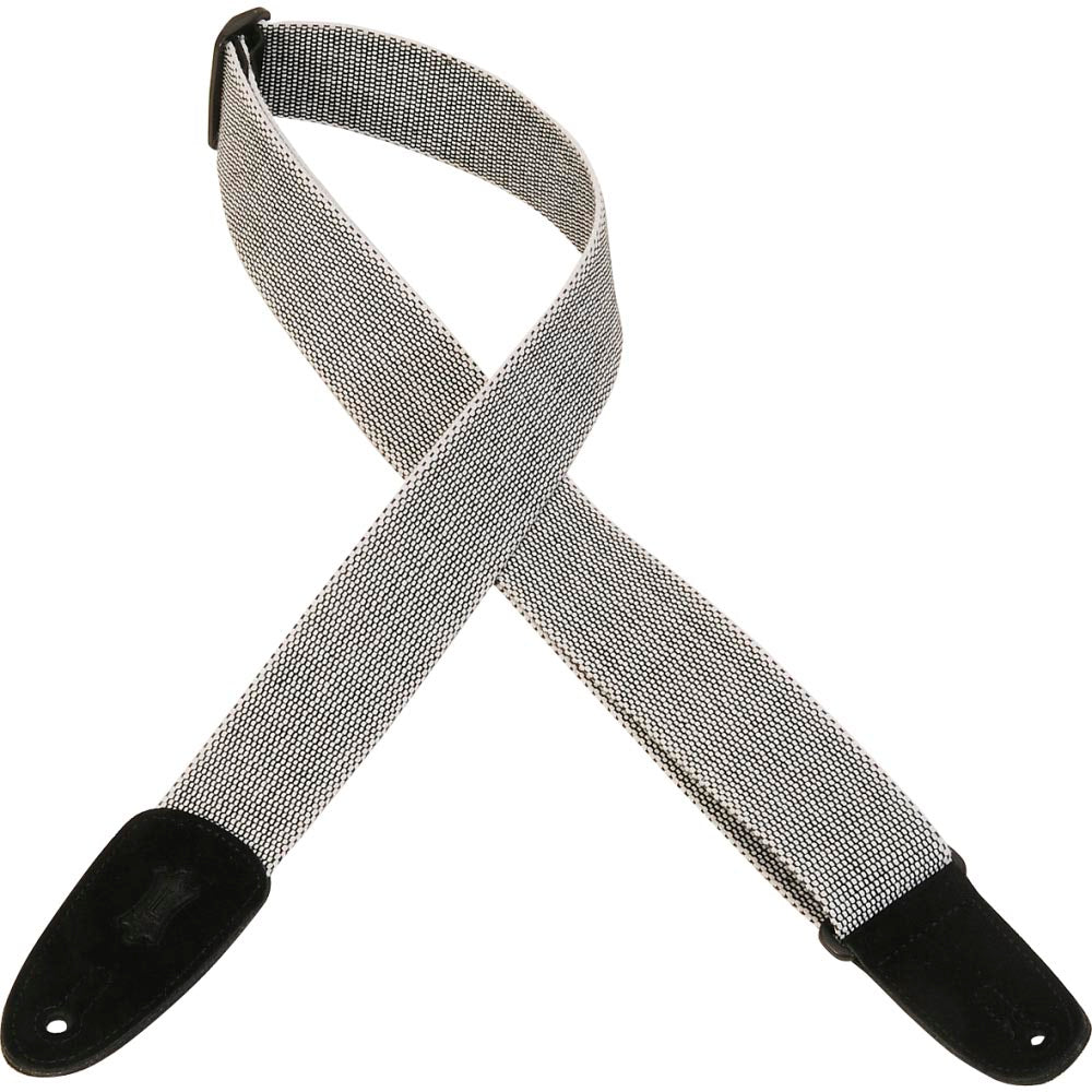 Levys 2 Inch Tweed Guitar Strap With Suede Leather Ends White