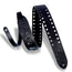 Levys 2 Inch Veg Tan Leather Guitar Strap, Square Edge Punch Out Pattern One Black