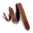 Levys 2 Inch Veg Tan Leather Guitar Strap, Square Edge Punch Out Pattern One Brown