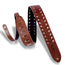 Levys 2 Inch Veg Tan Leather Guitar Strap, Tooth Punch Out Brown