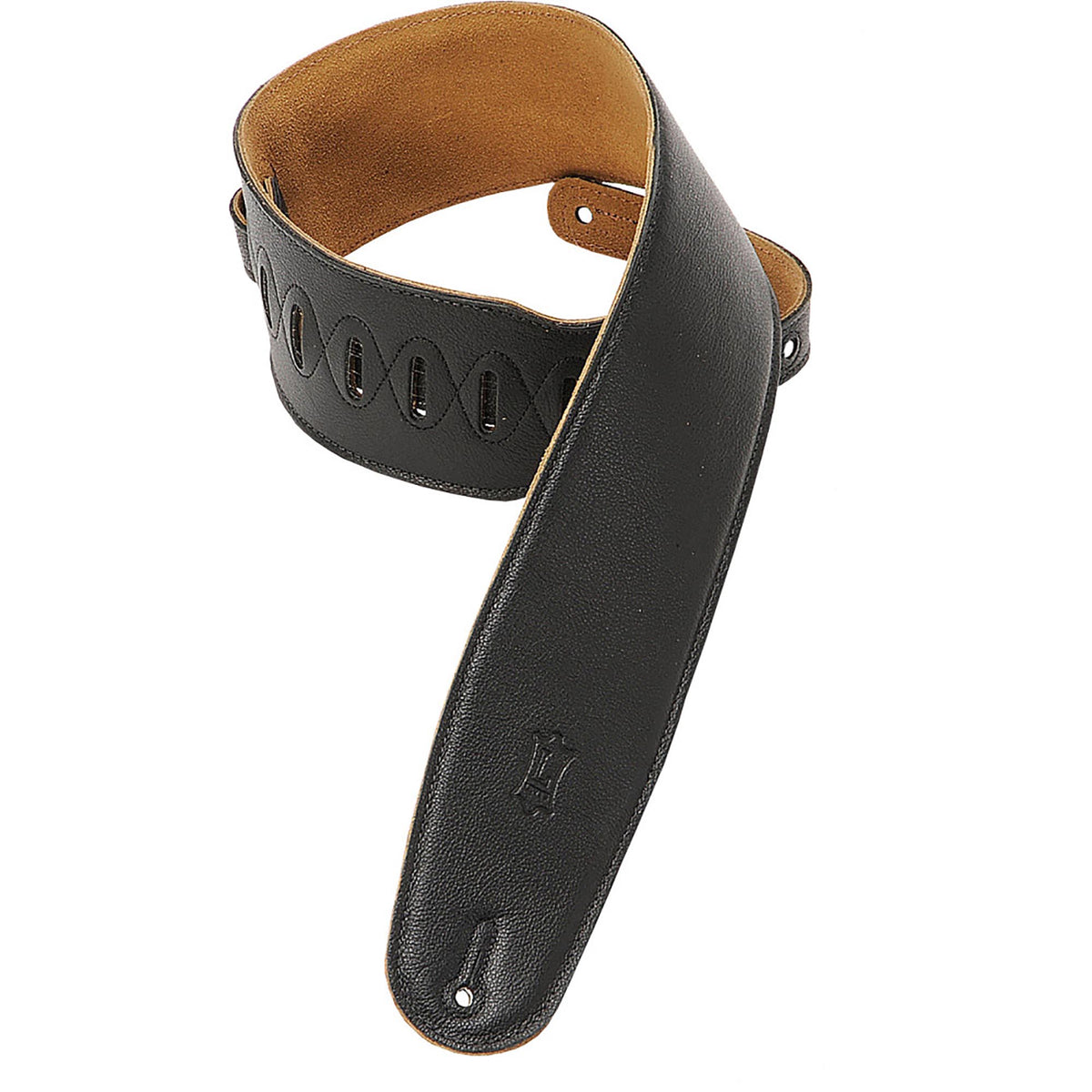 Levys 3 1/2 Inch Padded Garment Leather Bass Strap, Black