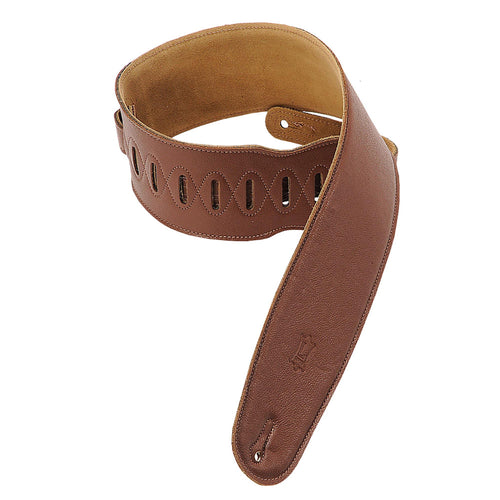 Levys 3 1/2 Inch Padded Garment Leather Bass Strap, Brown
