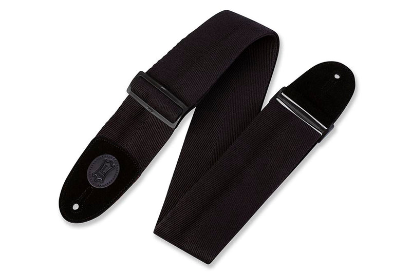 Levys 3 Inch Black Cotton Bass Guitar Strap