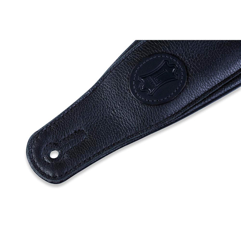 Levys 3 Inch Black Garment Leather Guitar Strap