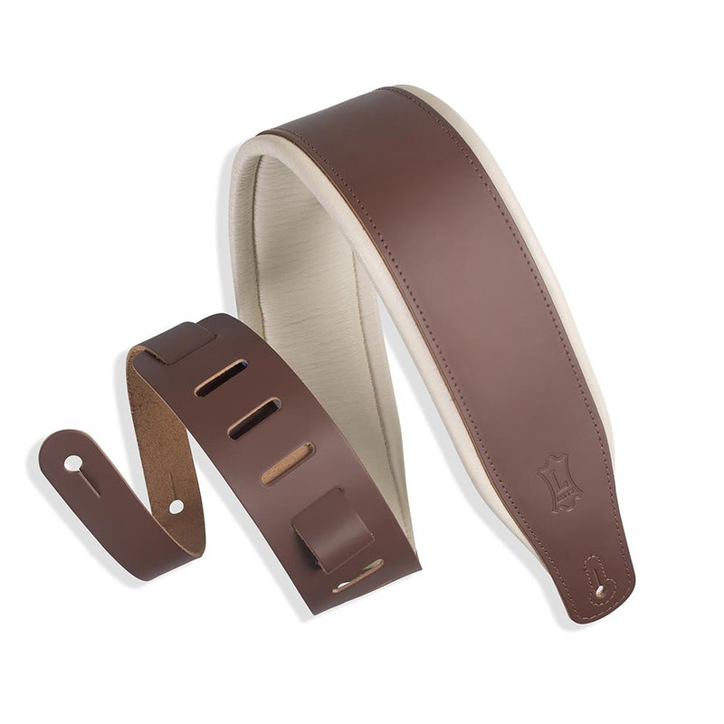 Levys 3 Inch Favorite Padded Two Tone Brown Cream Leather Strap