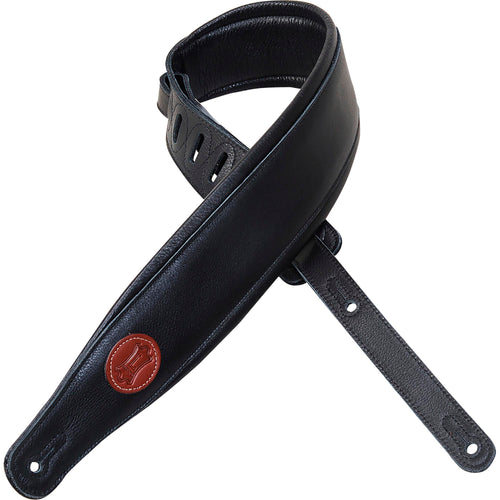 Levys 3 Inch Signature Series Garment Leather Guitar Strap, Black