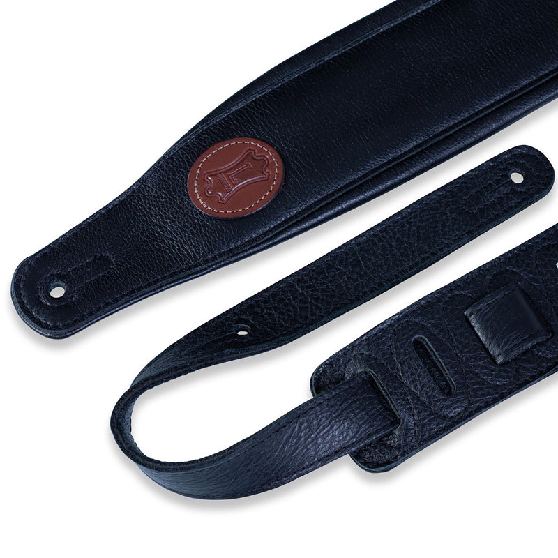 Levys 3 Inch Signature Series Garment Leather Guitar Strap, Black