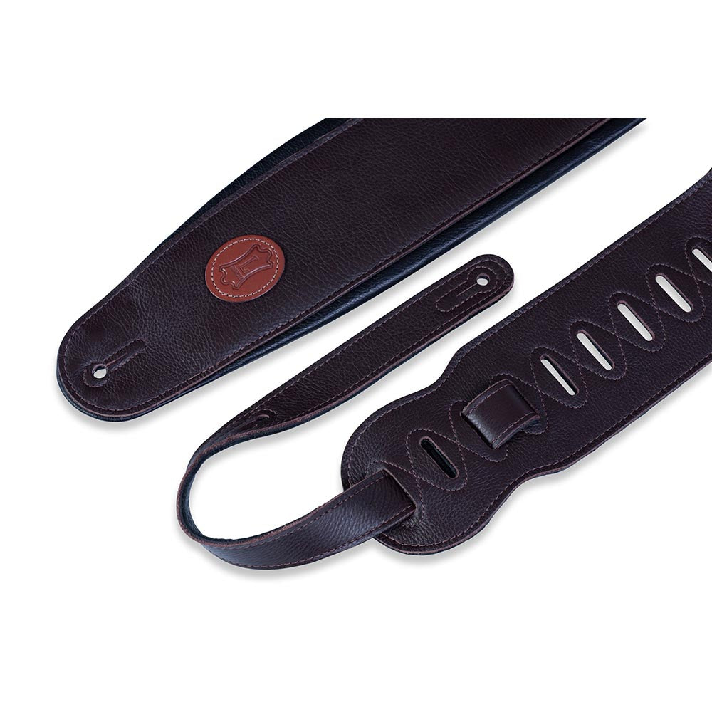 Levys 4.5 Inch Garment Leather Bass Strap With Foam Padding Dark Brown