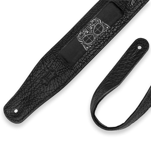 Levys Calaca Leather Guitar Strap With Black And White Design