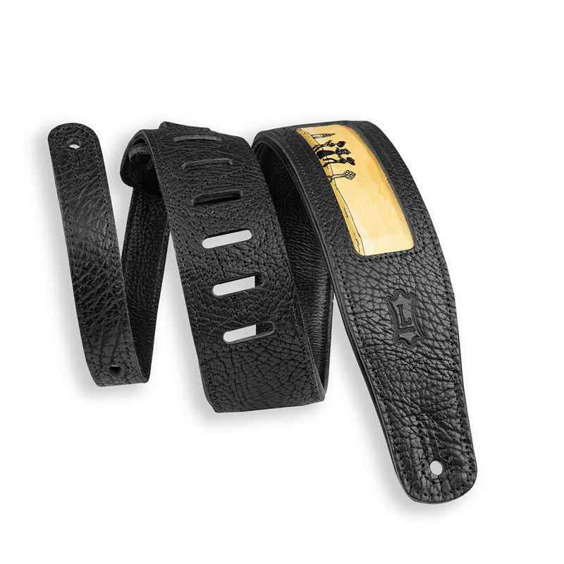 Levys Calaca Leather Guitar Strap With Mariachi Design