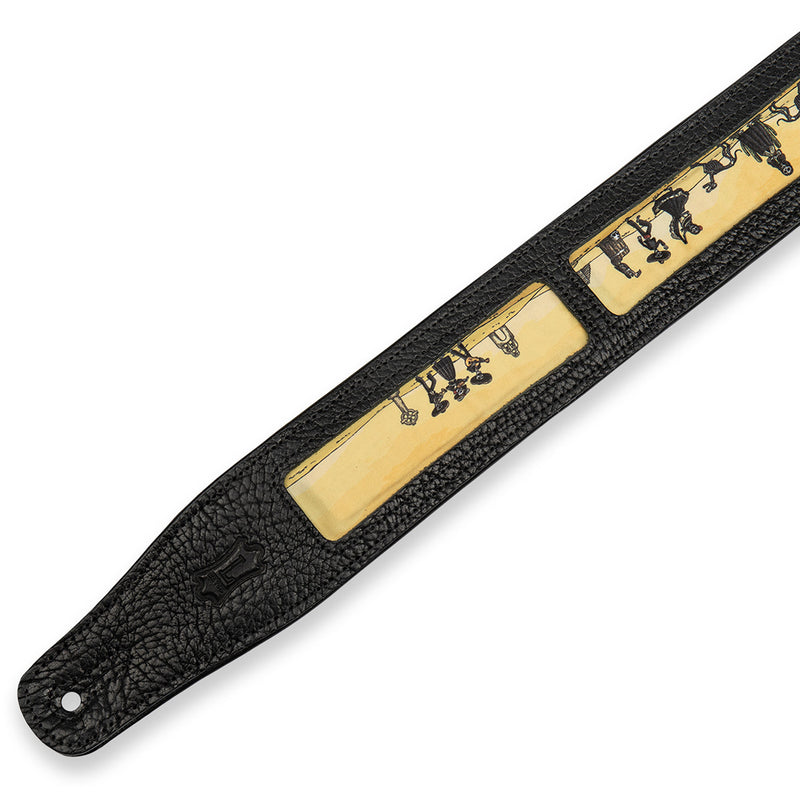 Levys Calaca Leather Guitar Strap With Mariachi Design